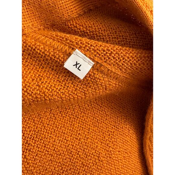 Inca Fashions Baby Alpaca Cardigan XL Mustard Orange Knit Peru - Picture 7 of 8